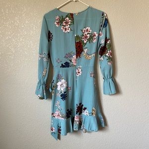 Teal floral wrap dress